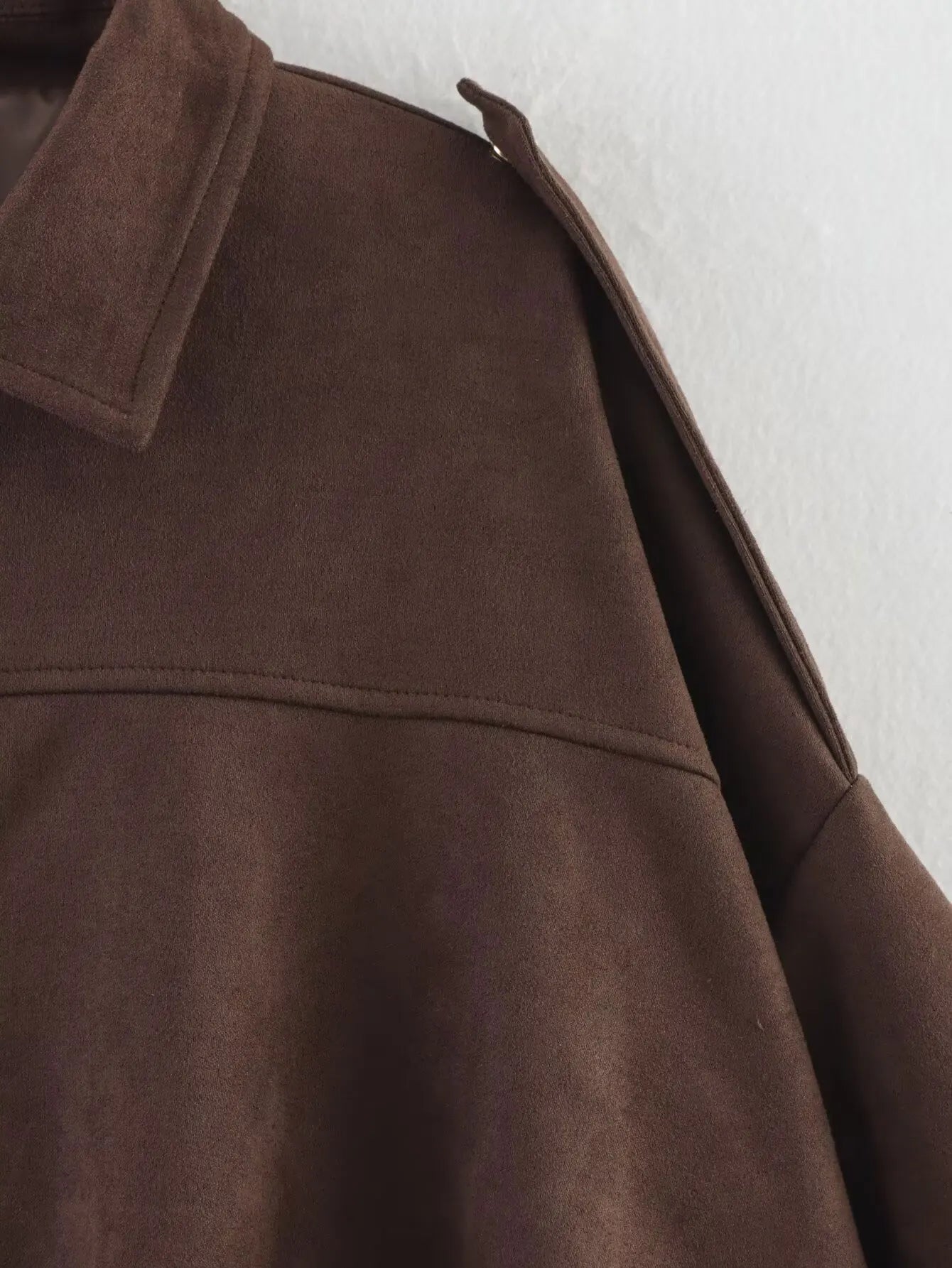 HH Women's Street Fashion Solid Loose Suede Texture Coats Causal Long Bat Sleeves Lapel Zipper Fly Winter Vintage Jackets