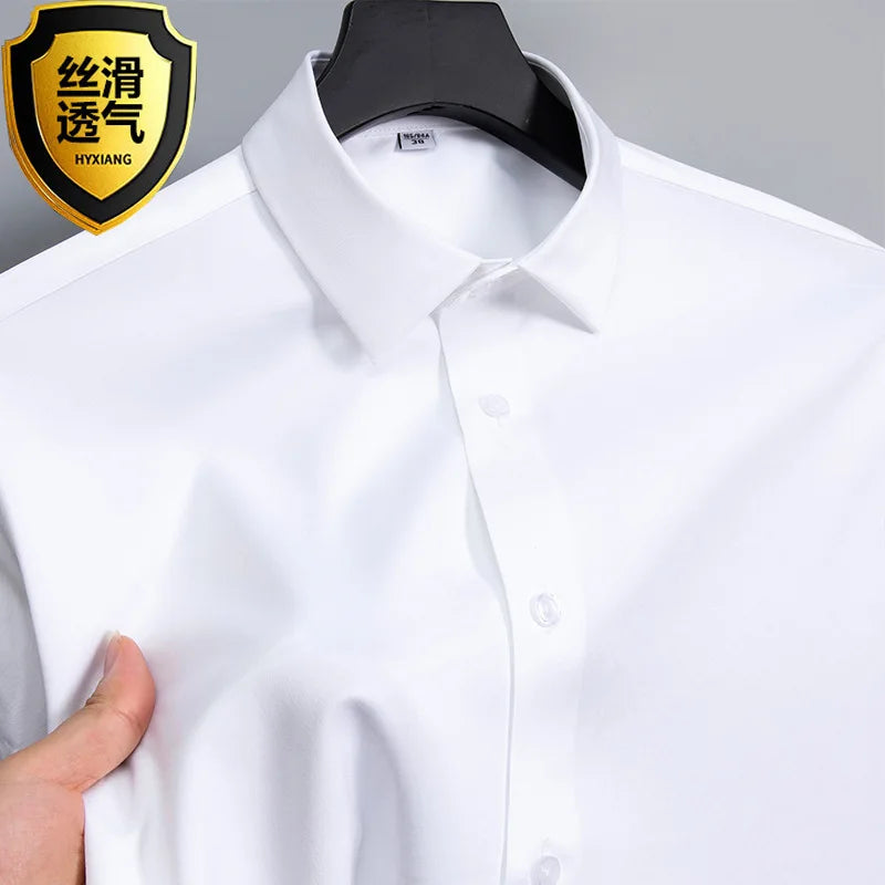 Big Size 5XL Business Shirts For Men Long Sleeve Autumn Wrinkle-free Slim Fit Camisa Social Formal Soft Wedding Office White Top