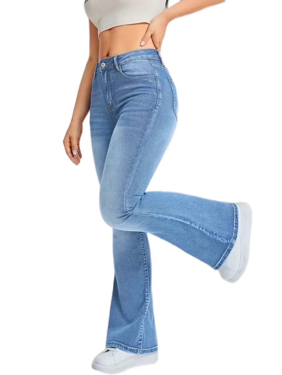 Womens Pants Casual Streetwear High Waist Wide Leg Flared Trousers Loose Fit Comfortable Daily Walking Denim