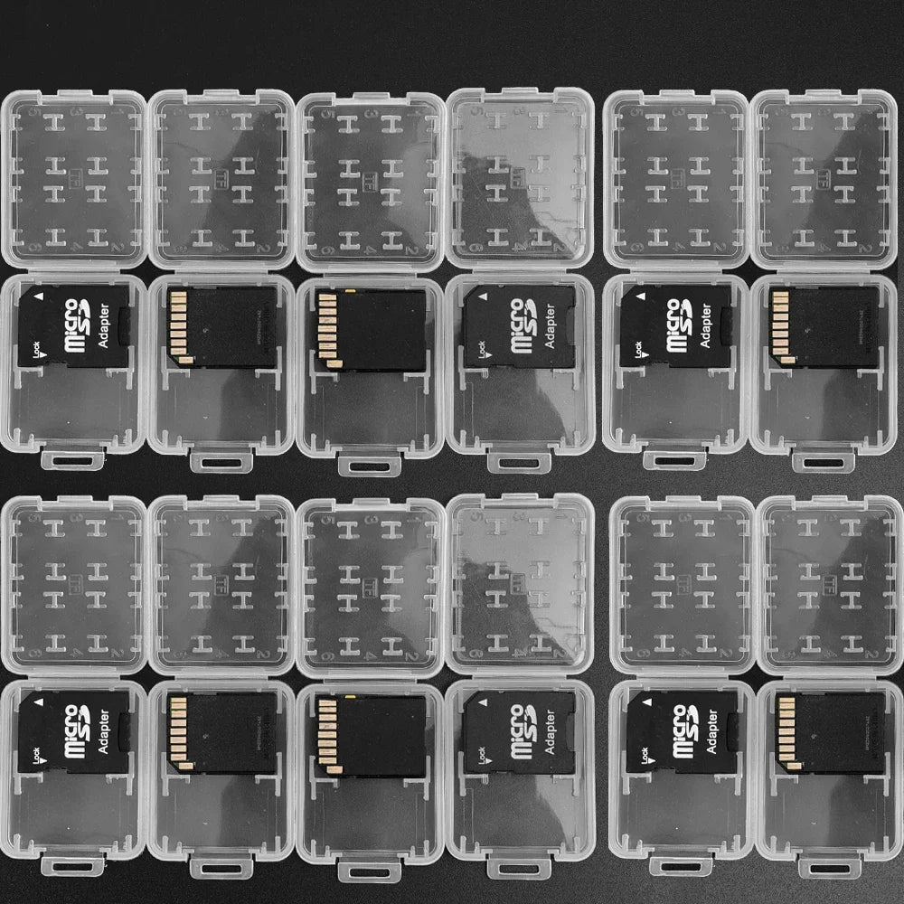 8in1 Reusable Plastic Micro SD SDHC TF Memory Card Storage Case Box Protector Holder Transparent Mini Memory Card Organizer Box