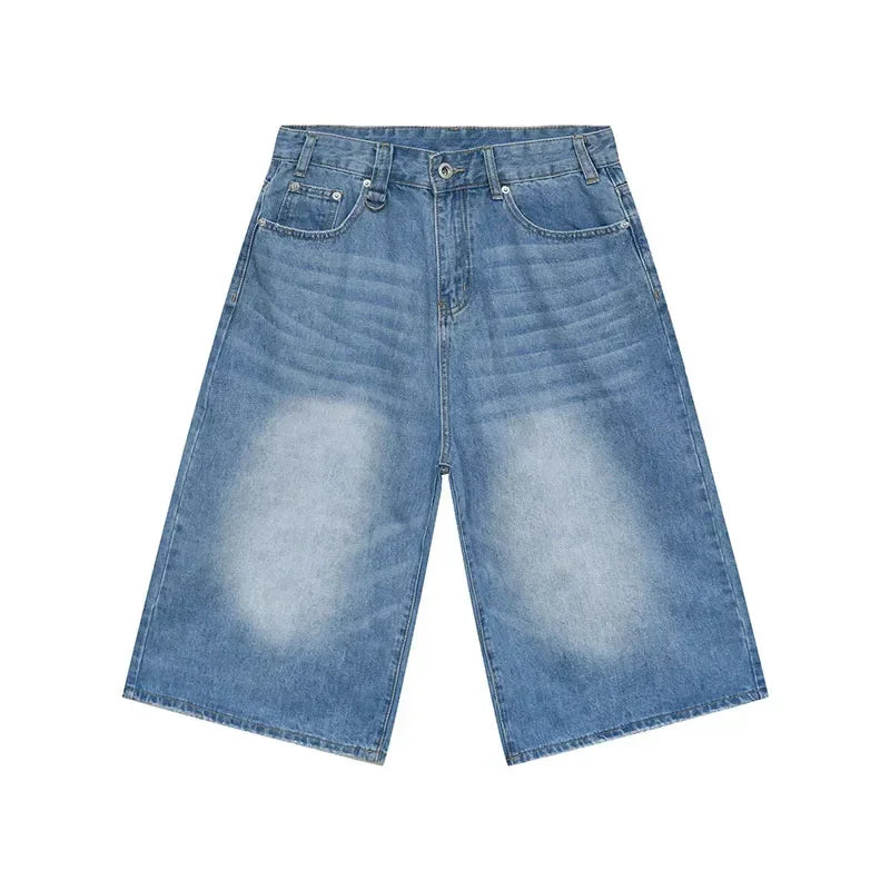 Women's Retro Wide Leg Baggy Casual Denim Shorts Harajuku Aesthetic High Waist Loose Shorts 2024 Summer Fashion Punk Shorts