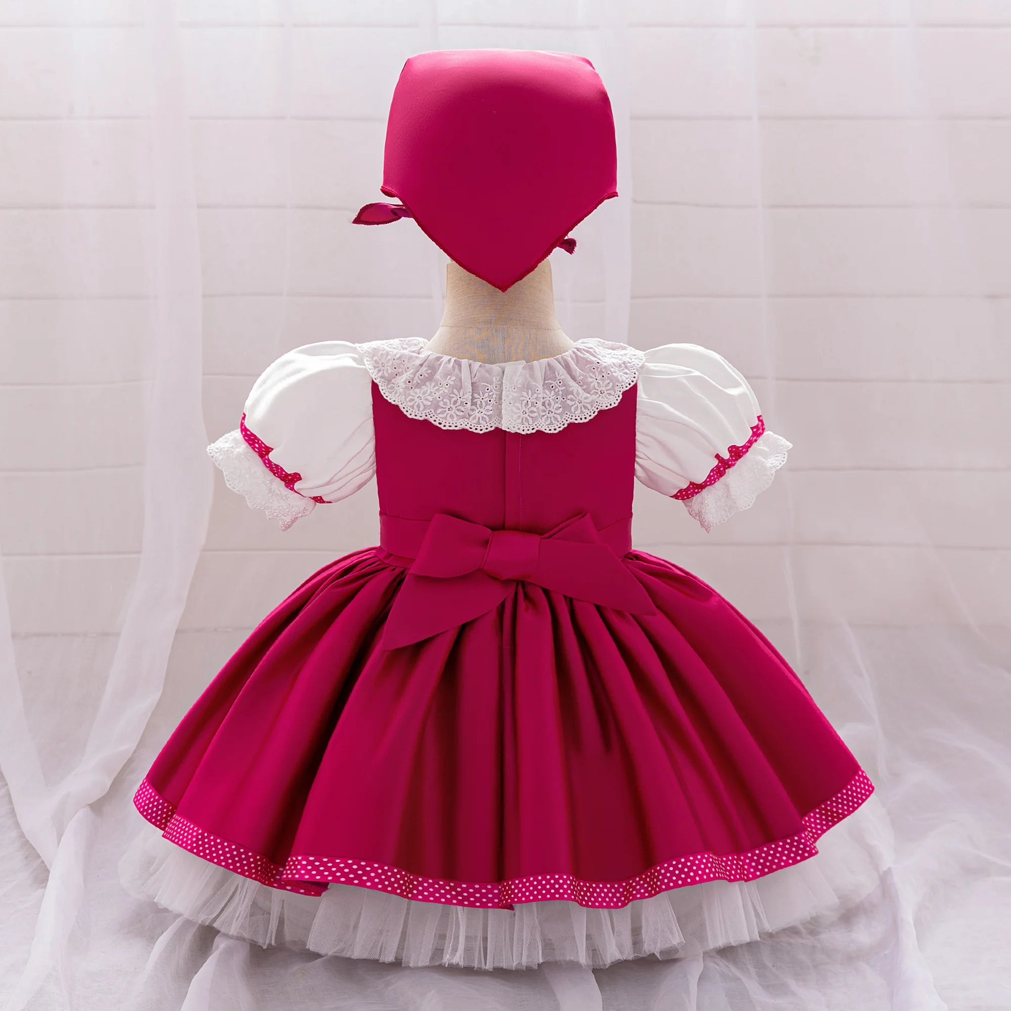 Ma Sha and Bear Toddler Girl Party Lolita Maid Dresses 2pcs Infant 1st Birthday Princess Dress Wedding Bridesmaids Kids Clothing