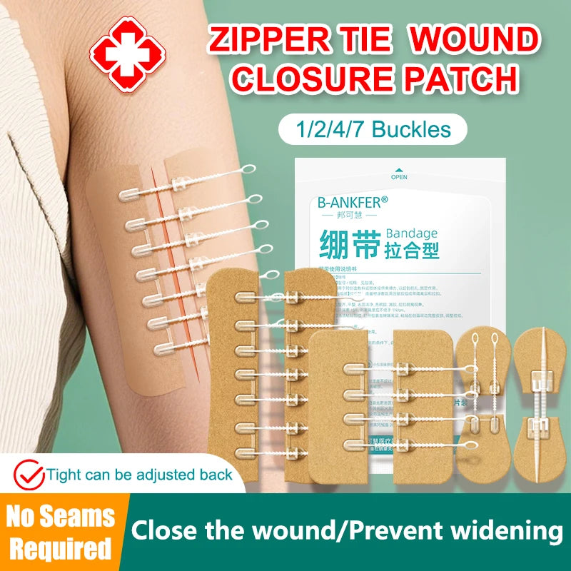 1pcs Zipper Tie Wound Closure Patch Hemostatic Patch Wound Fast Suture Zipper Band-Aid Outdoor Portable