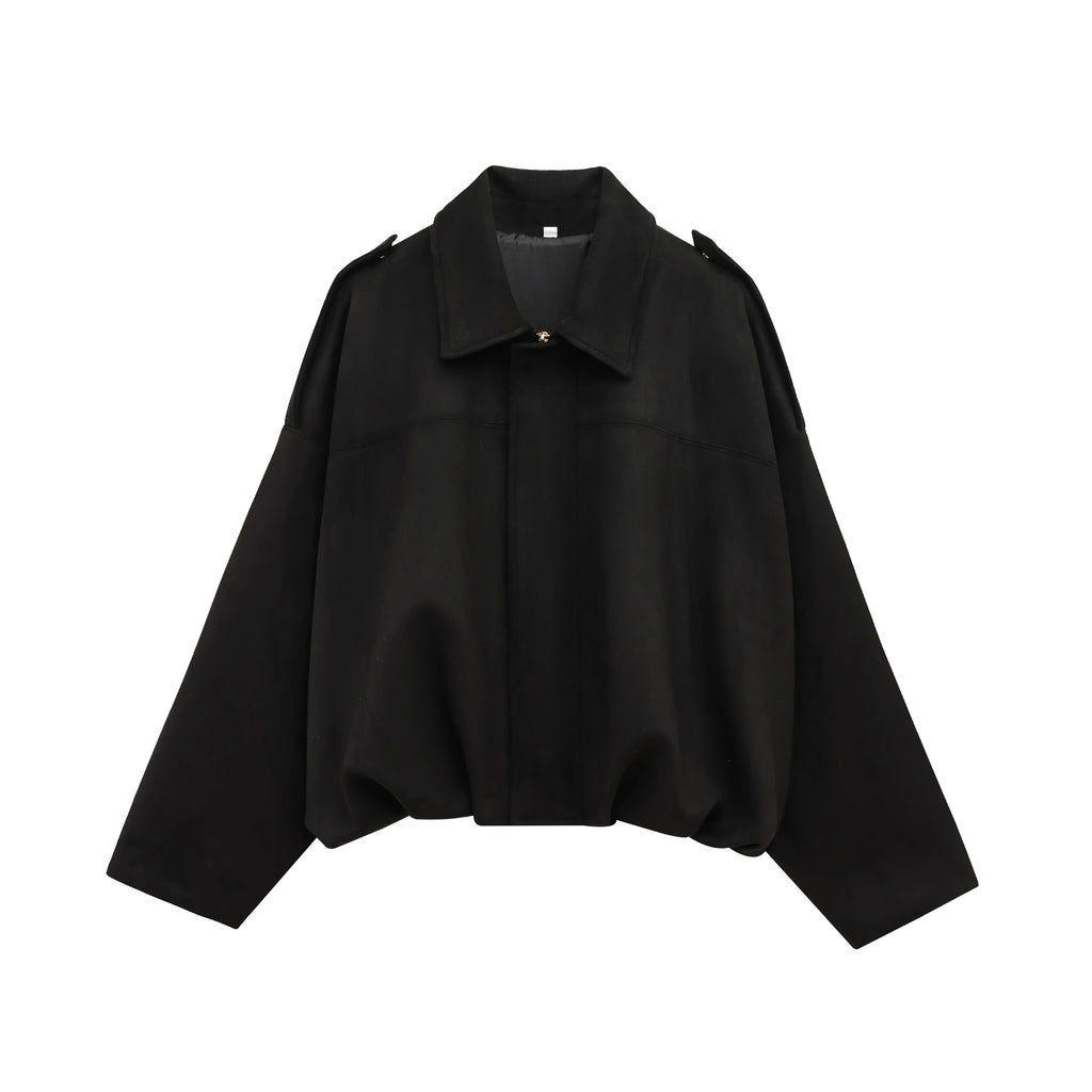 KONDALA Casual Soft Martini Green Bomber Jackets Women Long Lantern Sleeve Oversized Autumn Winter Coats Fashion 2025 Outwears