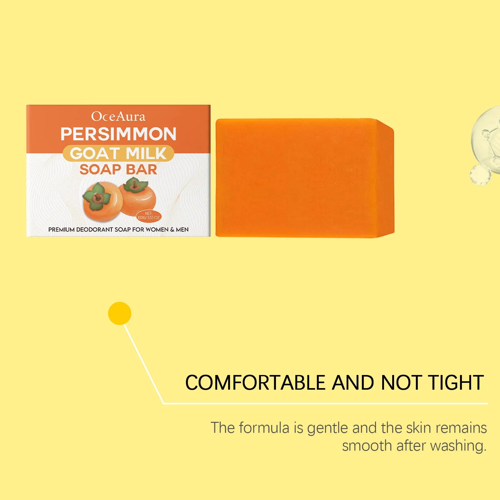 OceAura Persimmon Goat Milk Fragrance Soap Moisturizes, Moisturizes, Mildly Cleanses, Fragrances, Softens and Cares Skin Soap