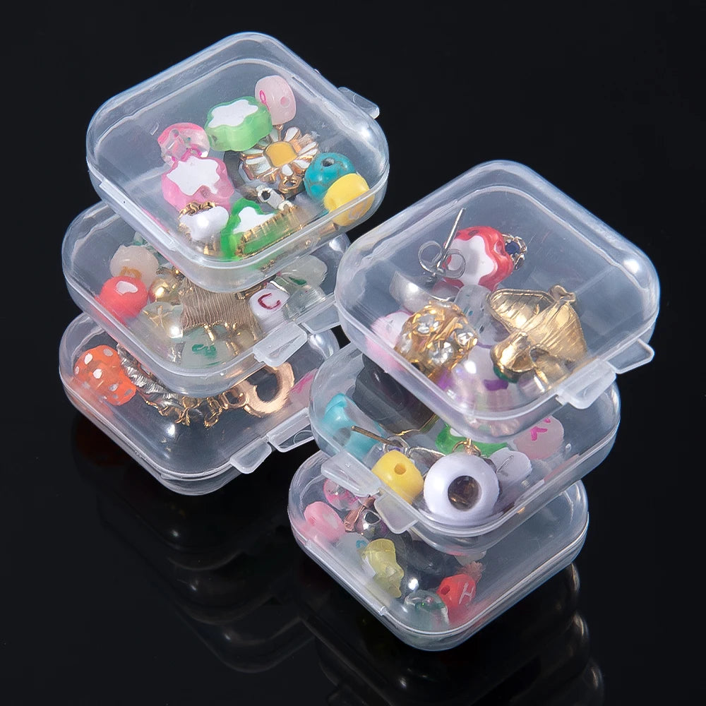5/20PCS Mini Plastic Storage Box Transparent Jewelry Storage Box Container Portable Earring Ring Earplugs Packaging Storage Case