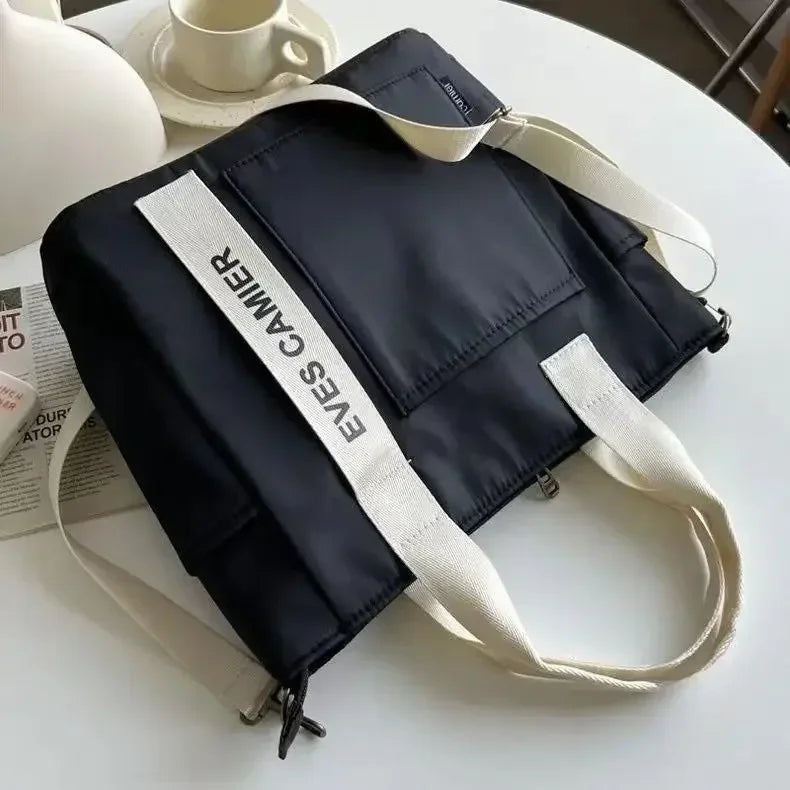 2024 New Casual Tote Large Capacity Shoulder Bag Nylon Waterproof Canvas Handbag Simple Fashion Messenger Bags for Schoolgirl