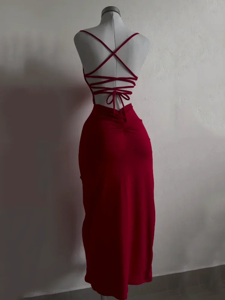 2026 Explosive New Summer Dress High Sensibility Halter Strap Spice Girl Bodycon Hip-Hugging Dress for Party Clubwear