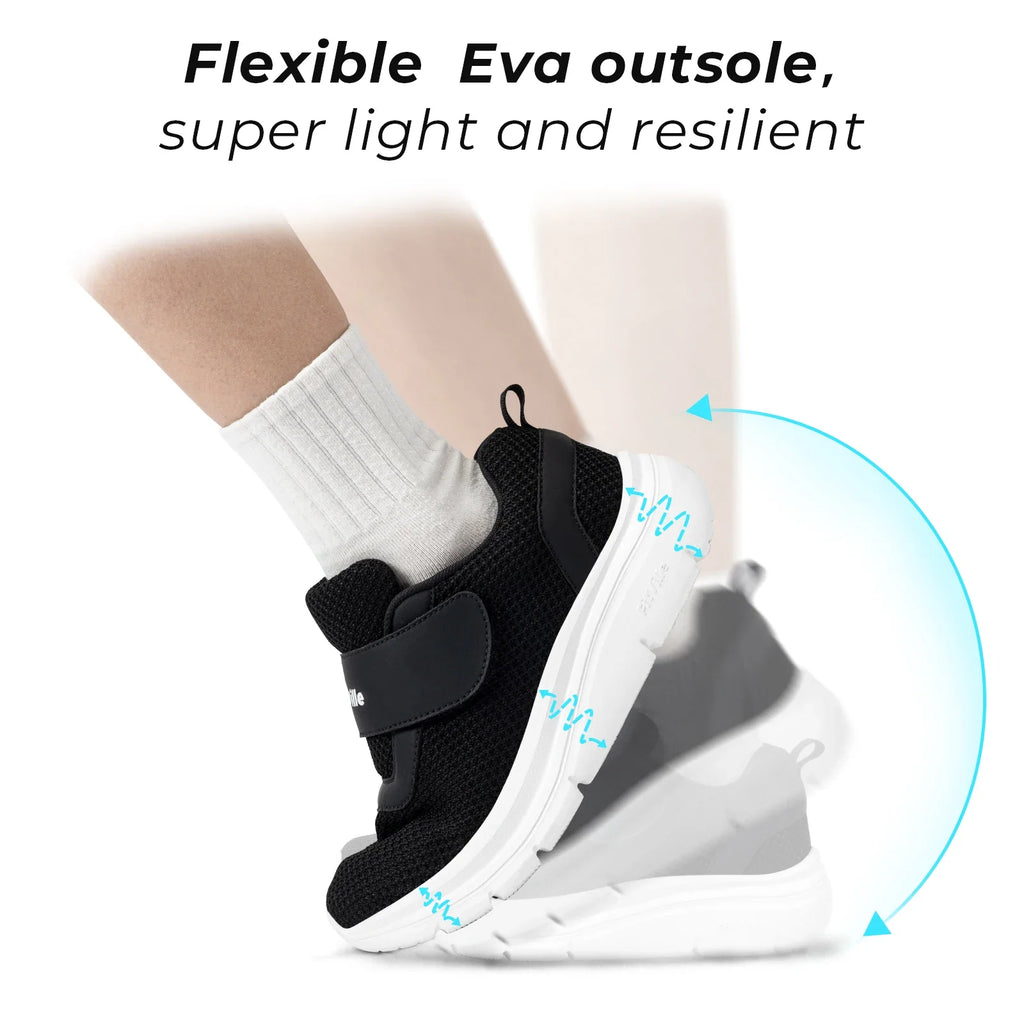 FitVille Women'S Shoes Wide Sneakers Diabetes Shoes Adjustable Strap For Swollen Feet Slip On Walking Lightweight Comfortable