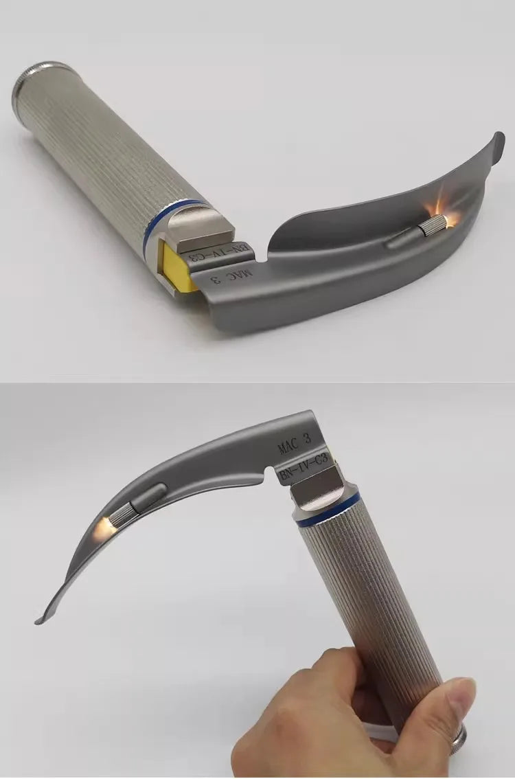 Child Adult Neonate Anesthesia Throat Mirror LED Light Intubation Stainless Steel Laryngoscope Detection Tool