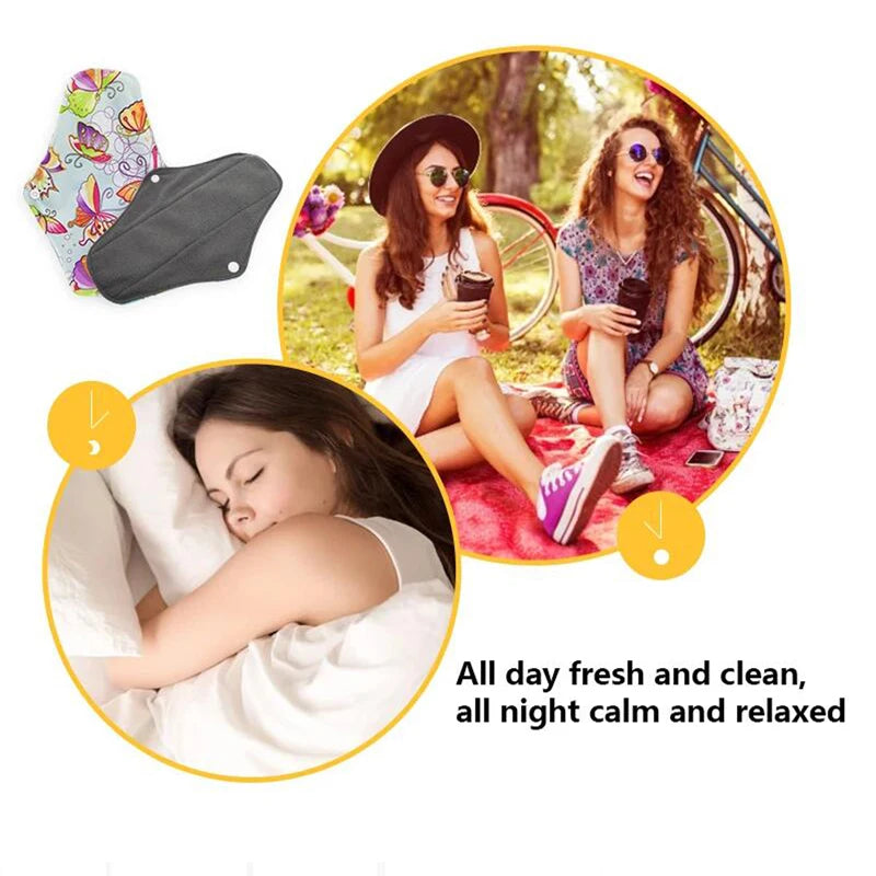 10pcs Reusable Menstrual Pads Female Breathable Heavy Flow Bamboo Charcoal Washable Sanitary Napkins Women cloth sanitary napkin