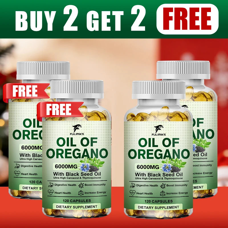 Buy 2 Get 2 Free! Oil of Oregano Supplement, Immune Support, Digestive Health, Light Beige, Improve Overall Wellness & Vitality