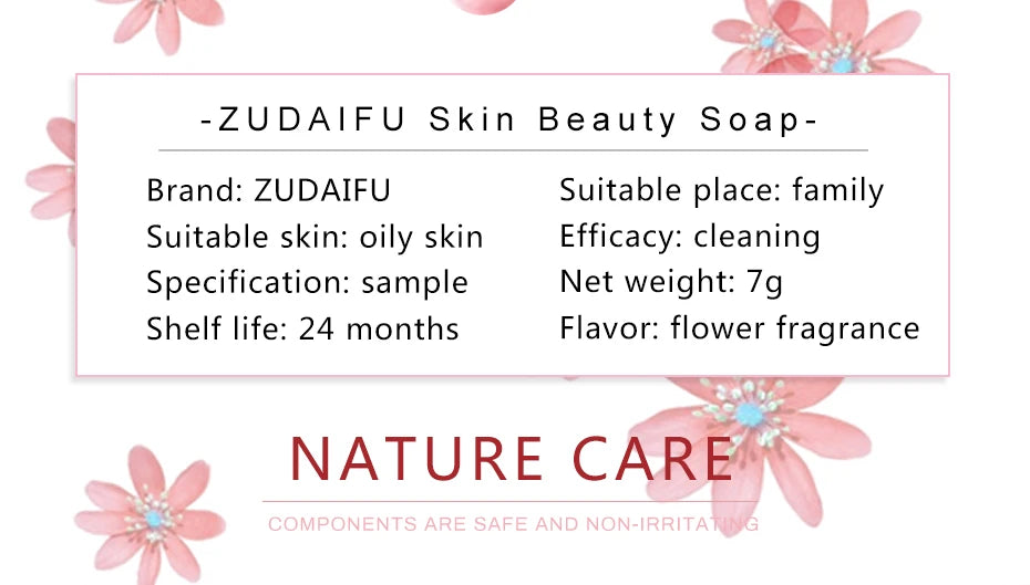 20/30Pc Zudaifu Skin Beauty Soap 7g Cleanser Moisturizing Soothing Oil-control Hand Body Cleansing Removing Mites Soap