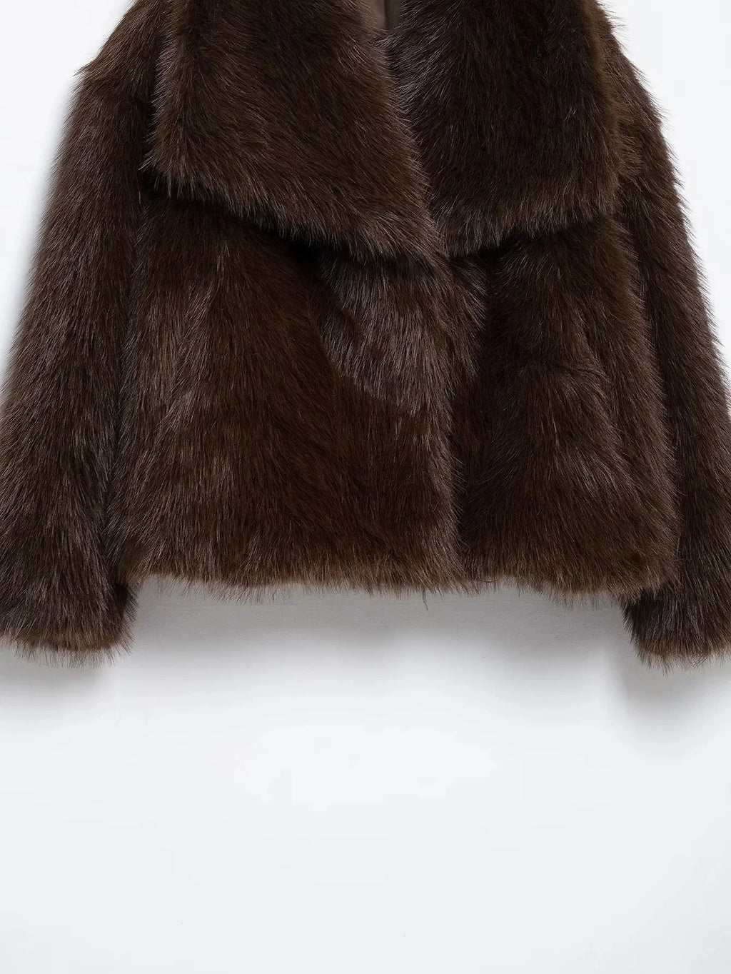 KONDALA 2026 Spring Summer Casual Faux Fur Brown Women Warm Jackets Valentine‘s Day Turn Down Collar Oversized Elegant Coats