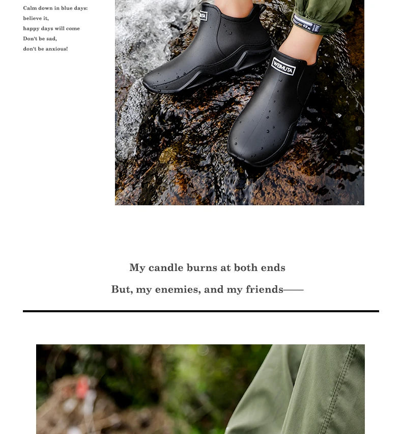 Low-cylinder Rain Shoes for Men and Women: Outdoor Fishing Waterproof Shoes, Stylish Style for Outdoor Wear, Rain Boots