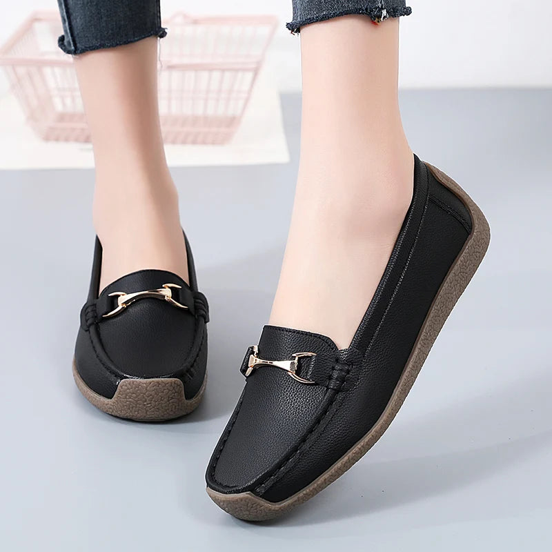 100% cowhide Women's casual sports shoes Fashion Thick base Lightness Women's vulcanized shoes New large size Women's sneakers
