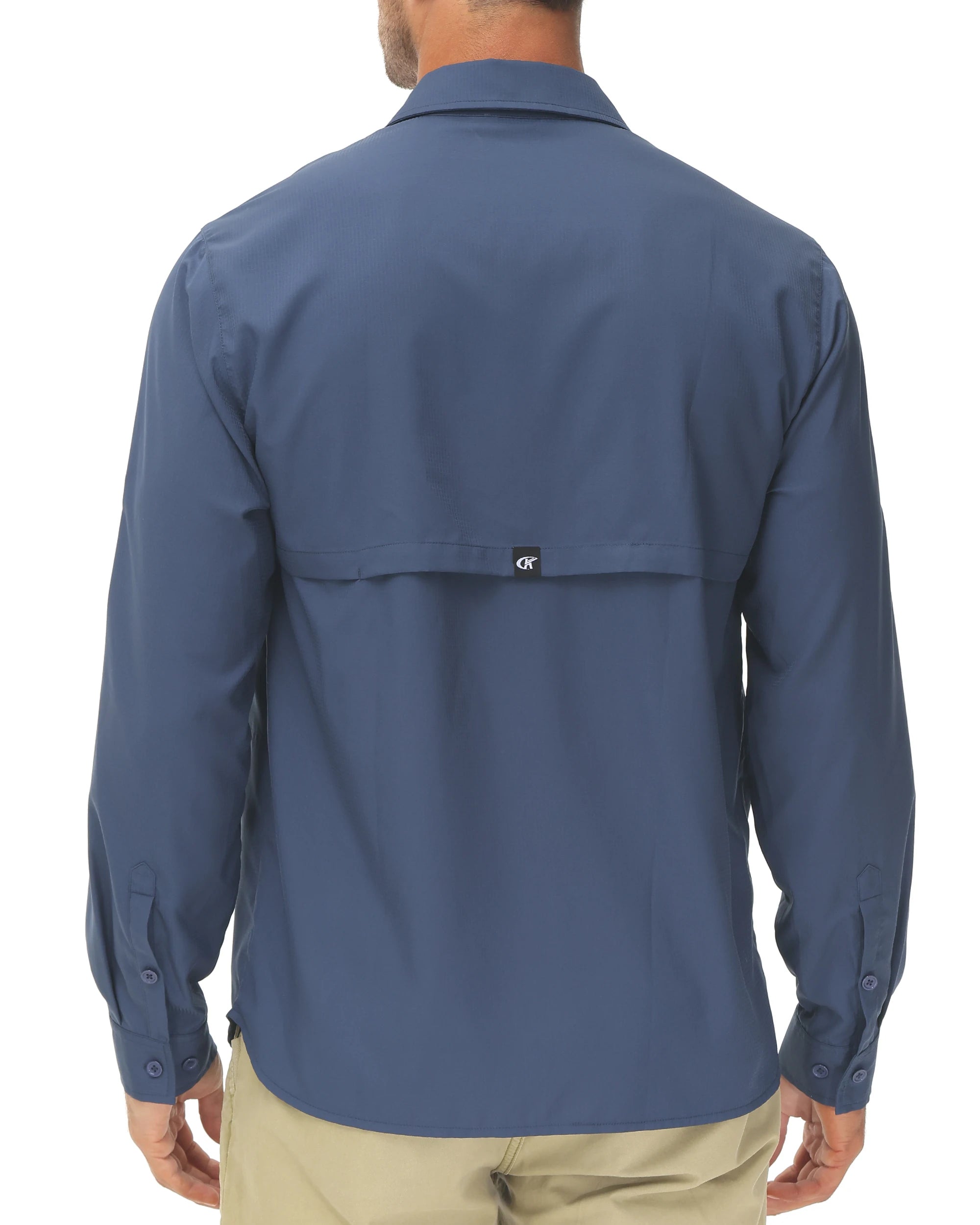 Men's UPF 50+ Long Sleeve Fishing Shirts Sun Protection Breathable Hiking Work Shirt Casual Button Down Shirt with Zipper Pocket