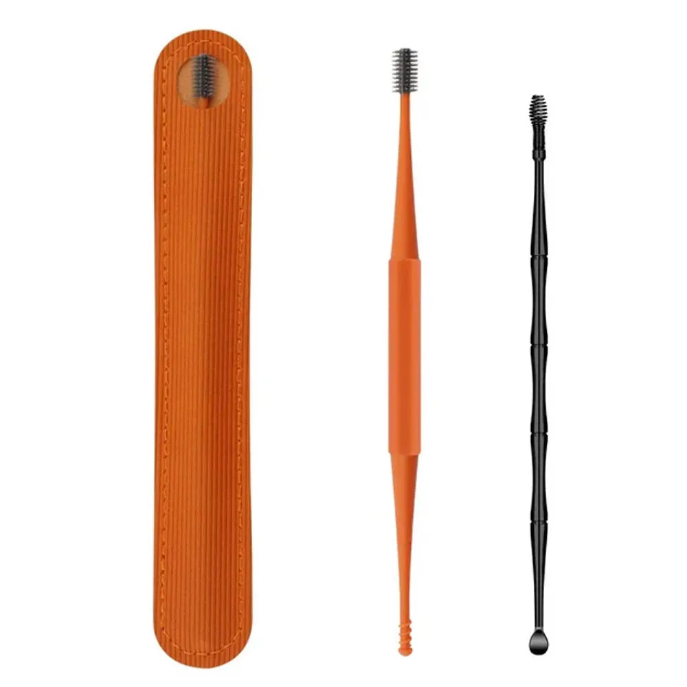 2PCS Ear Wax Removal Tool Ear Cleaning Sticks Earpick Remover Silicone Double Head Ear Cleaner 360° Spiral Swab