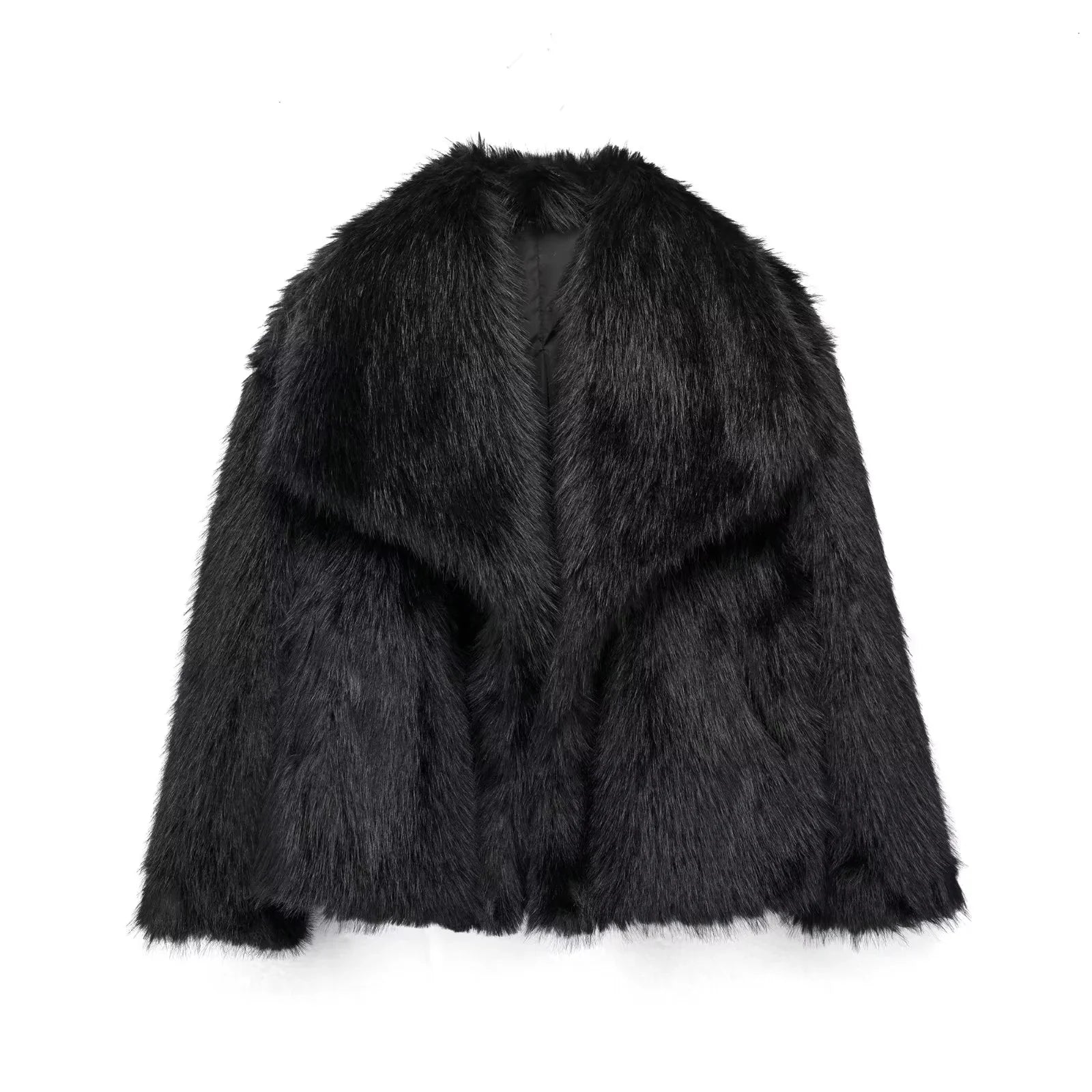 KONDALA 2026 Spring Summer Casual Faux Fur Brown Women Warm Jackets Valentine‘s Day Turn Down Collar Oversized Elegant Coats