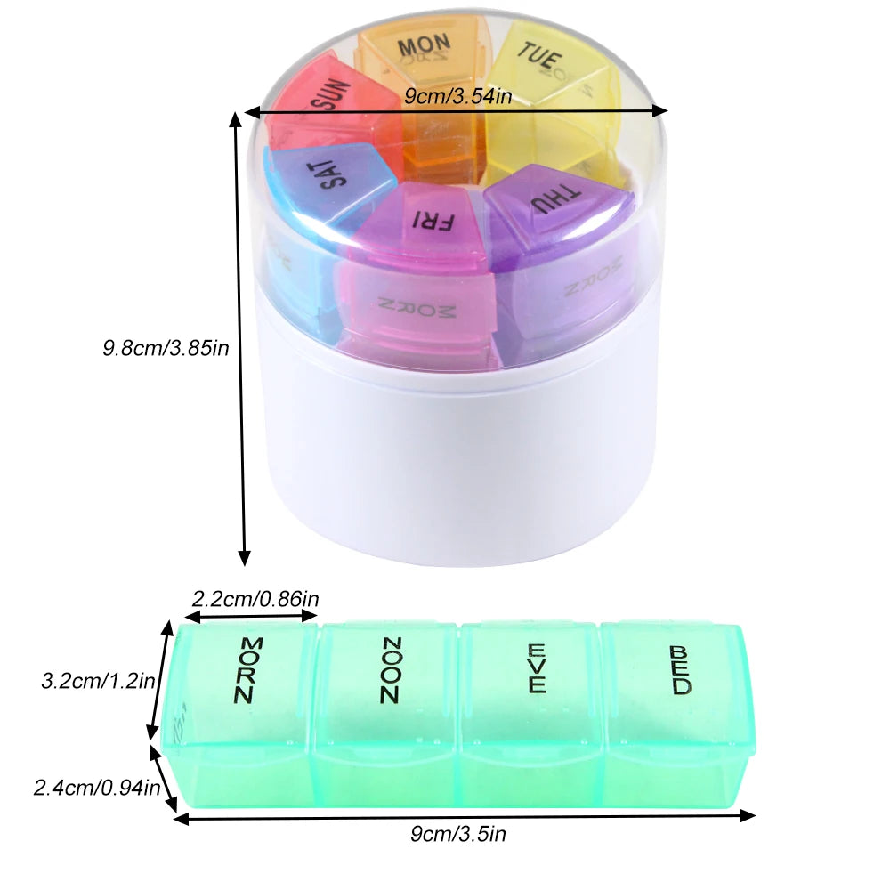 Weekly Pill Organizer 4 Times a Day, 7 Day Pill Cases,Portable Pill Box Medicine Organizer for Pills Vitamin Fish Oil Supplement