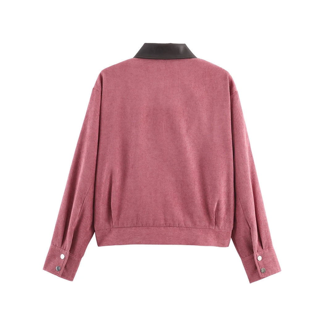 SLTNX Spring Pink Casual Jacket Women's Loose Fit Streetwear Front Zipper Pockets Lounge Wear Daily Outerwear