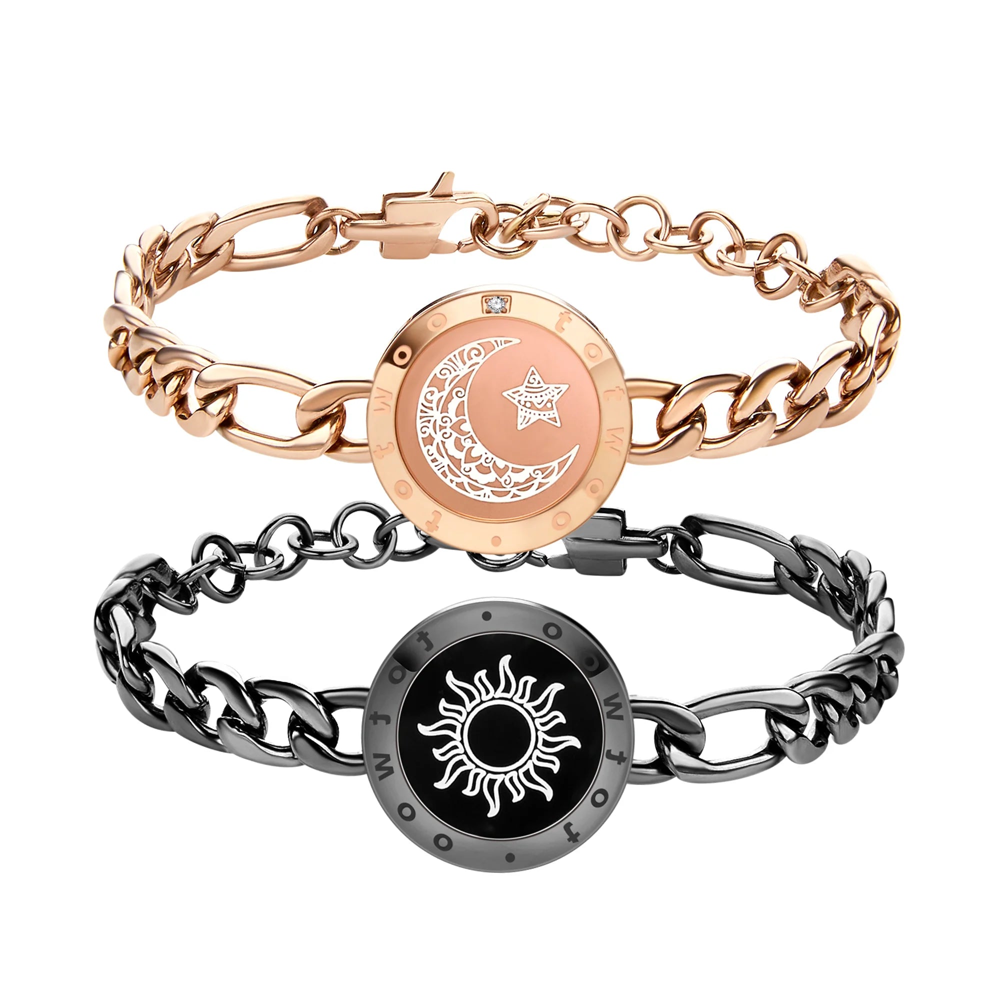 Totwoo Long Distance Relationship Touch Bracelets Couple Birthday Gift Smart Bluetooth Jewelry with App Support iOS Android