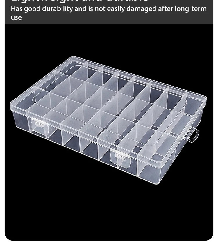 24-Grid Transparent Storage Boxes - Multi-Purpose Organizer for Hardware Buttons, Fishing Gear, Jewelry, Accessories & Stationer