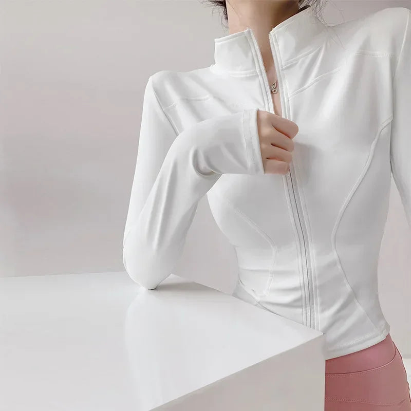 S-3XL Sun Quick Drying Sports Coat Women's Tight Top Yoga Jacket Long Sleeve Zipper Jacket Running Fitness Women's Jacket