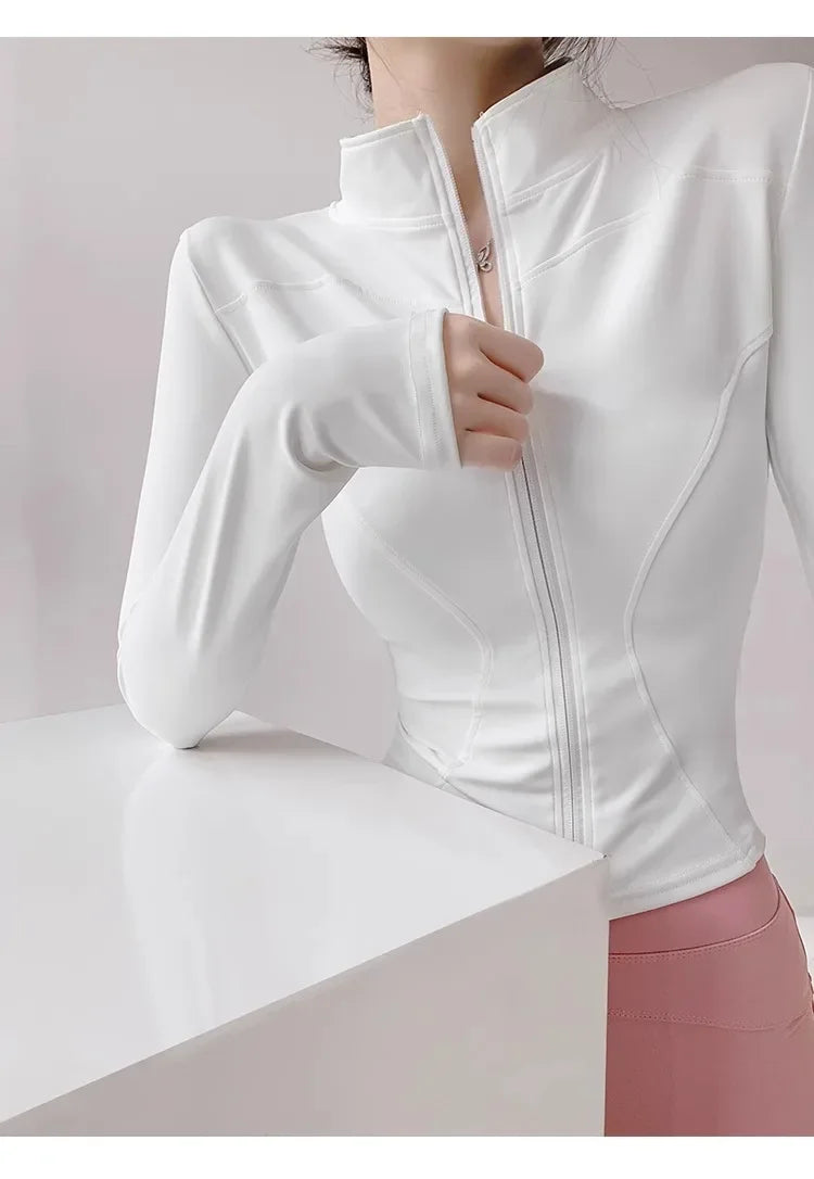 S-3XL Sun Quick Drying Sports Coat Women's Tight Top Yoga Jacket Long Sleeve Zipper Jacket Running Fitness Women's Jacket