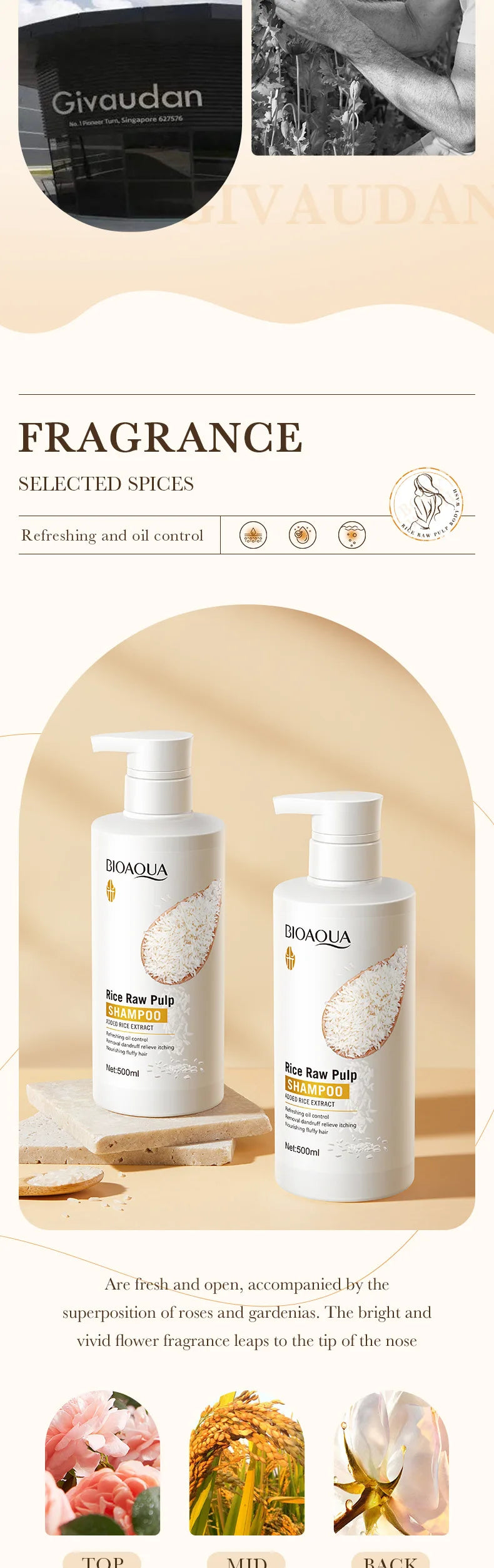 Rice Pulp Body Shower Gel 500ml, Hypoallergenic and Moisturizing, Refreshing and Oil-Controlling, with a Long-Lasting Light Fragrance, Suitable for All Light Beige and Sensitive Skin, Easily Removes Oil and Dirt, Provides Dai