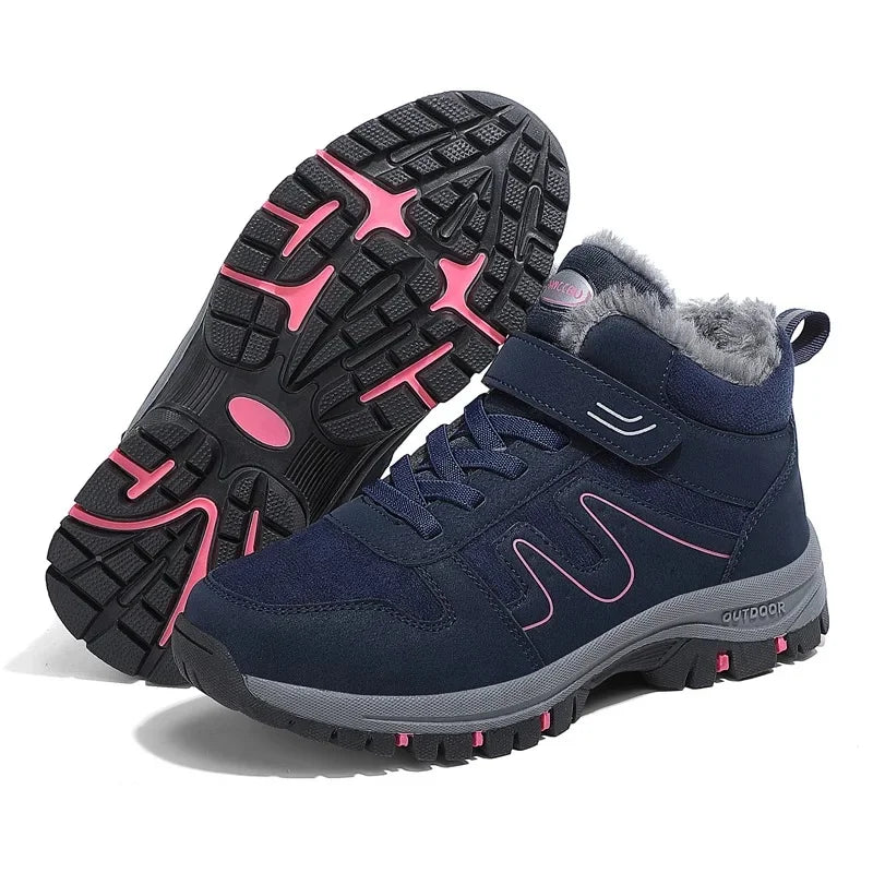 Winter High Top Snow Boots Men's Cotton Shoes Warm Fleece Lined Outdoor Anti-slip Casual Flats for Elderly And Middle-aged