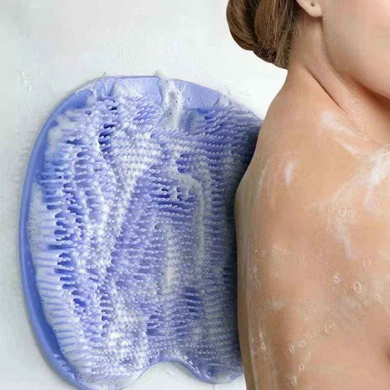 Silicone Massage Shower Mat Non-slip Wash Foot Pad Foot Exfoliating Bathroom Rub Back Brush with Sucker Bath Massage Brush Pad