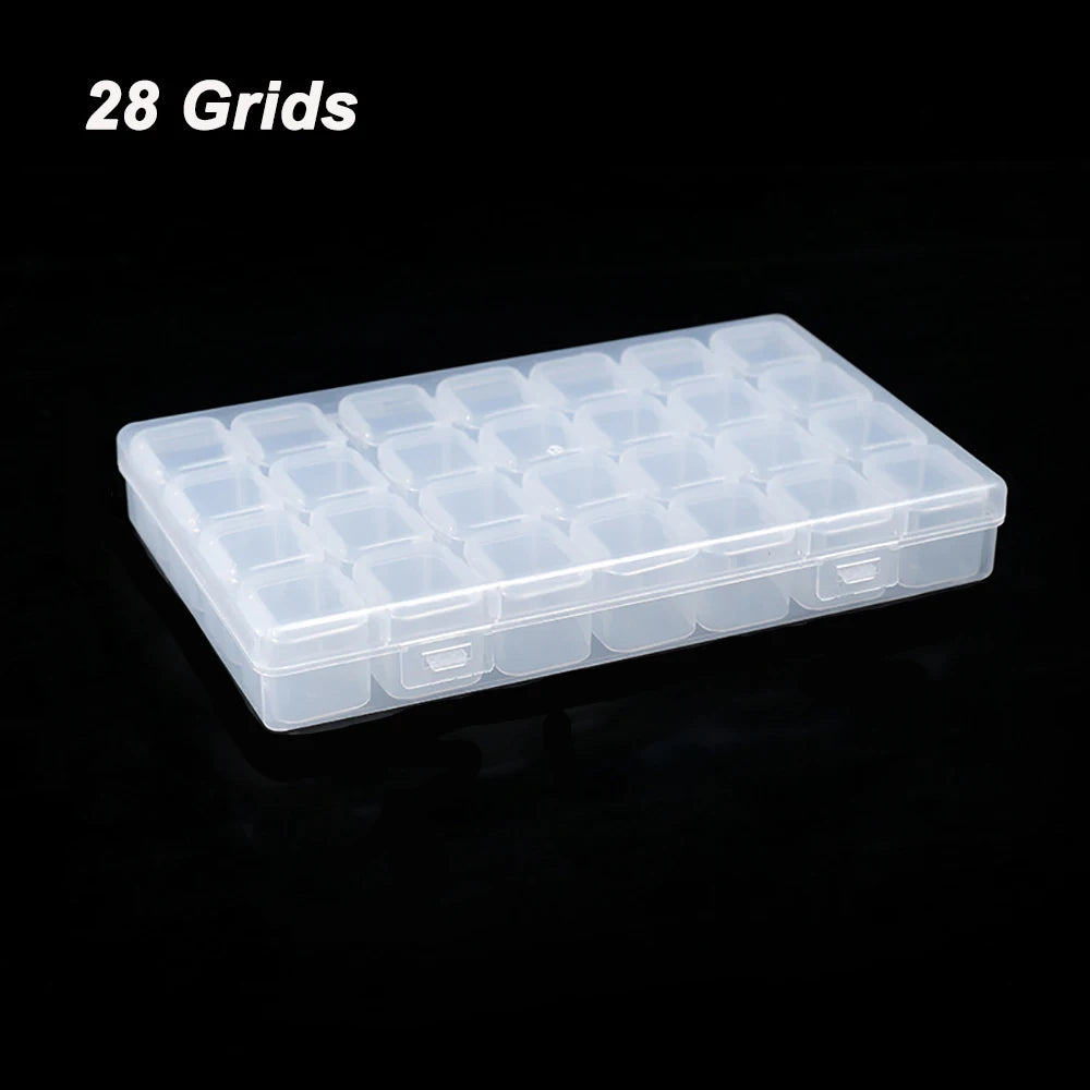1pc 28 Grids Plastic Storage Box Adjustable Compartments for Jewelry Diamond Embroidery Art Craft Accessory Organizer Case