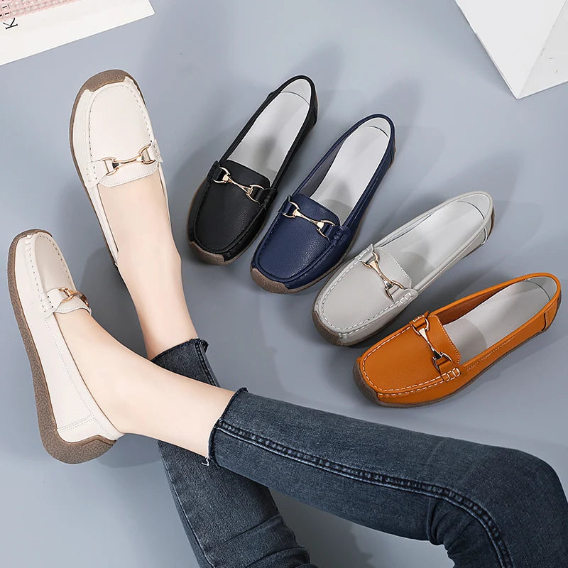 100% cowhide Women's casual sports shoes Fashion Thick base Lightness Women's vulcanized shoes New large size Women's sneakers