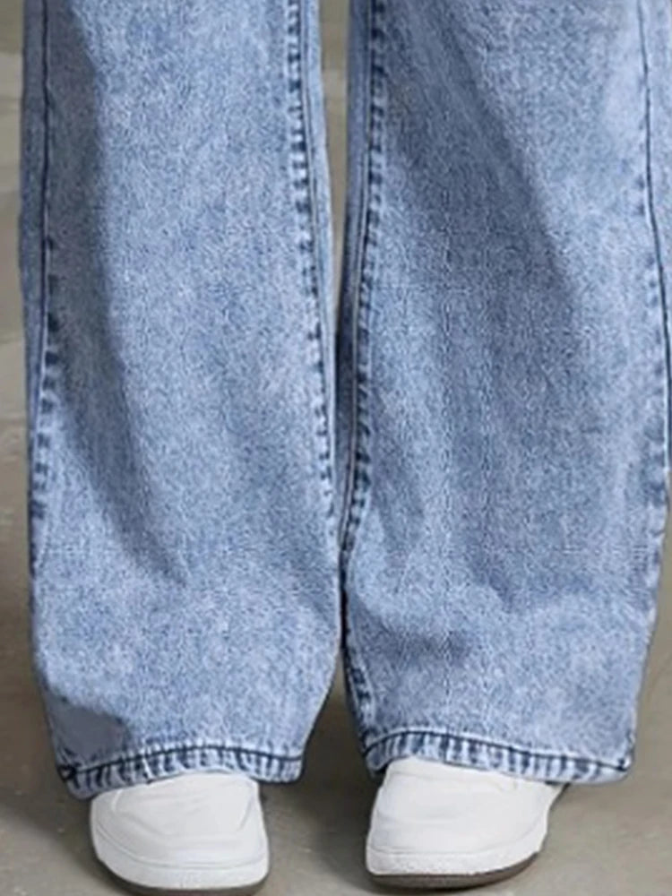 Denim Wide Leg Jeans High waisted  Bow Embroidered Pocket Wide Leg Jeans Fashionable Women's Trousers Casual Style