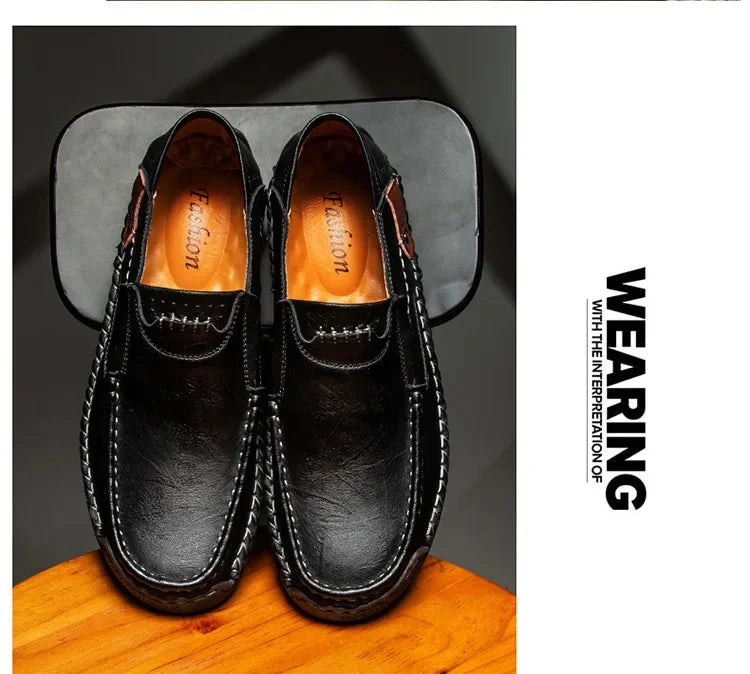 Mens Loafers Breathable Slip on Italian Driving Shoes Chaussure Homme Genuine Leather Men Handmade Casual Shoes