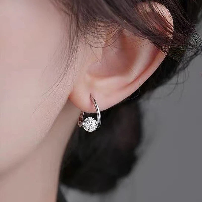 Korean Fashion Zircon Drop Earrings For Women Jewelry 2026 Trending New Luxury Women's Geometric Hoop Earrings Pendientes Gifts