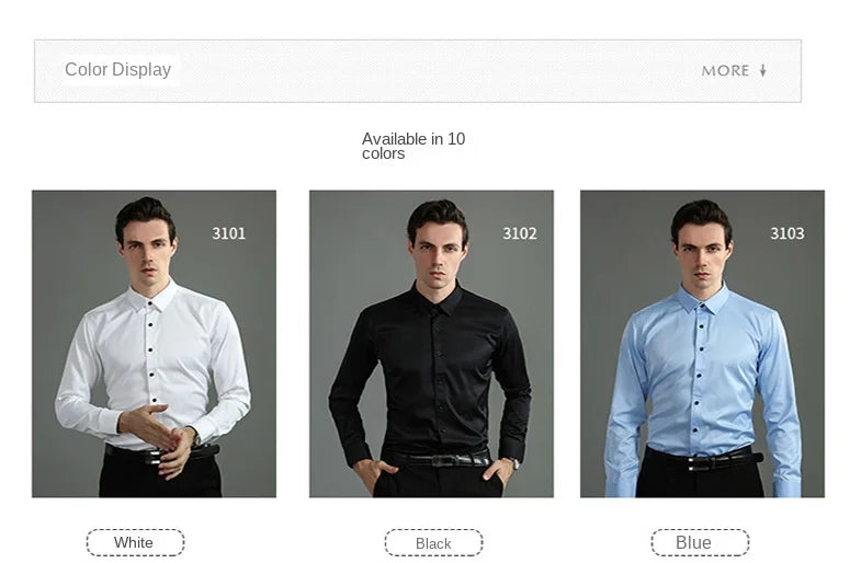 Micro elastic men's long sleeved shirt, silky and not easily wrinkled, high-quality men's shirt, plus size shirt