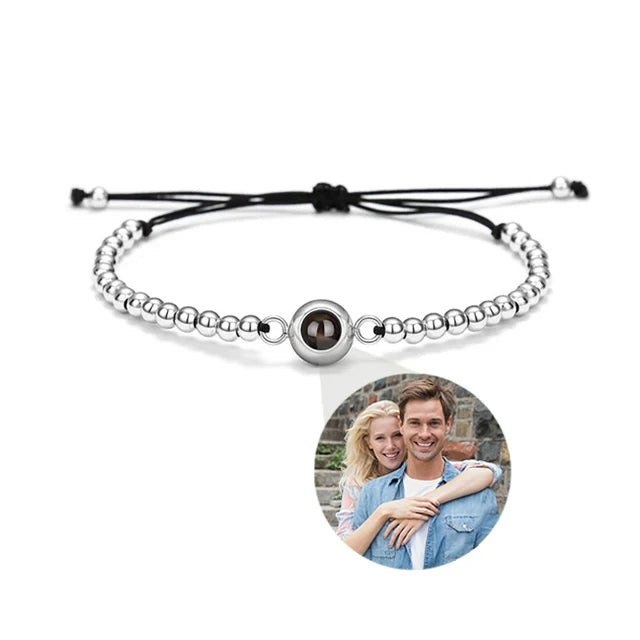 Custom Bracelet with Picture Inside Titanium Steel Cuban Link Chain Bracelet with Personalized Photo Projection for Men Women