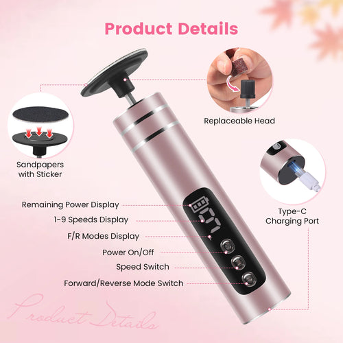 2in1 Electric Foot Callus Remover Machine Rechargeable Pedicure Tool for Dead Skin And Cuticle Removal with Replacement Sand