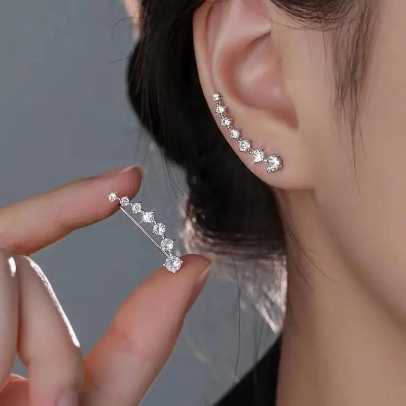 925 Silver Needle Korean Fashion Crystal Heart Earrings For Women Jewelry 2026 Trending New Luxury Women's Hoop Earrings Brincos