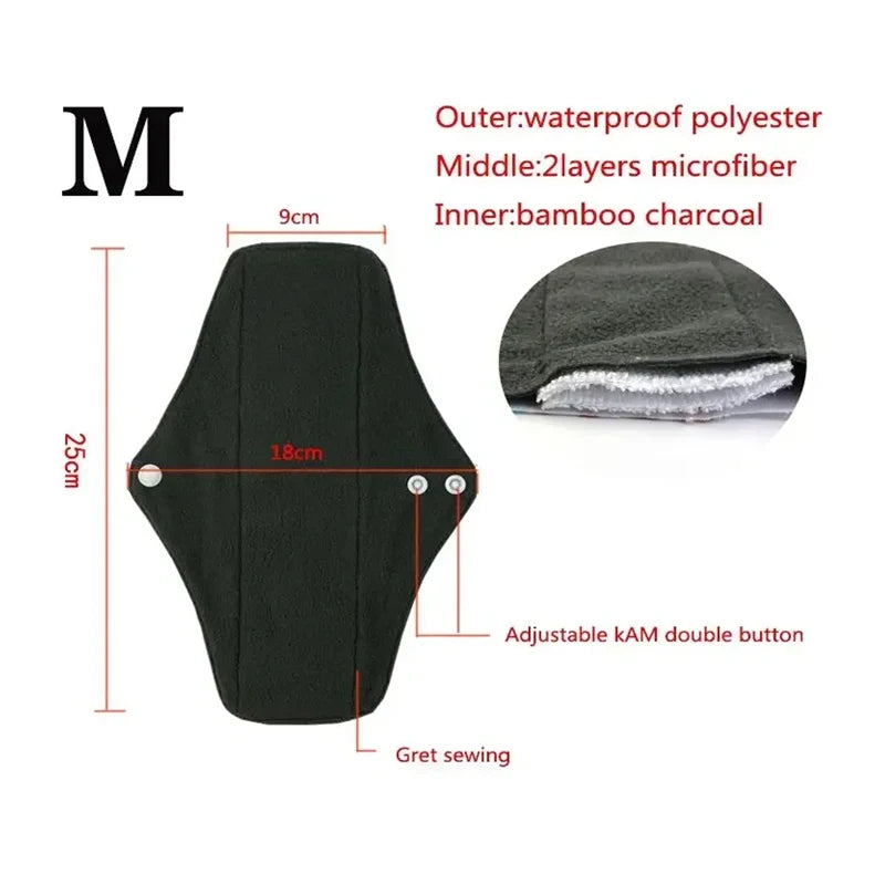 10pcs Reusable Menstrual Pads Female Breathable Heavy Flow Bamboo Charcoal Washable Sanitary Napkins Women cloth sanitary napkin