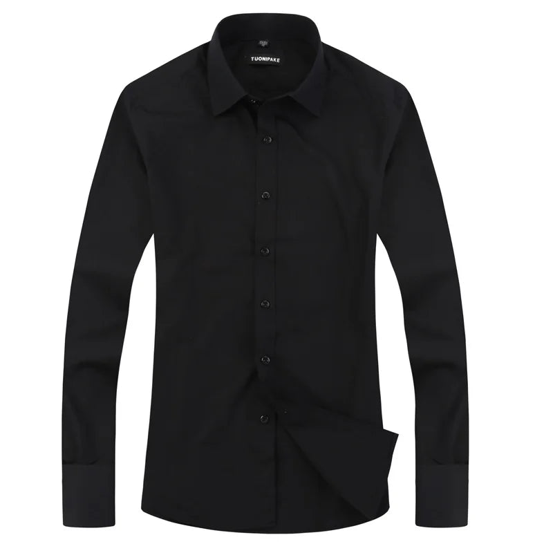 Men's French cufflinks shirt, men's slim fit long sleeved business sleeve nail free business formal men's solid color shirt