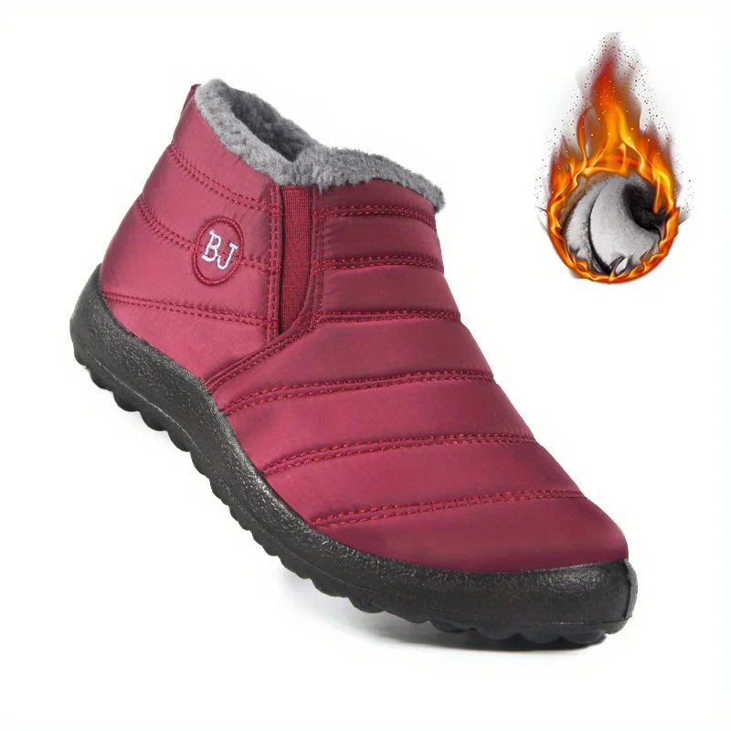 Women's Waterproof Non-slip Warm Snow Shoes, Comfortable Low Top Hiking Shoes