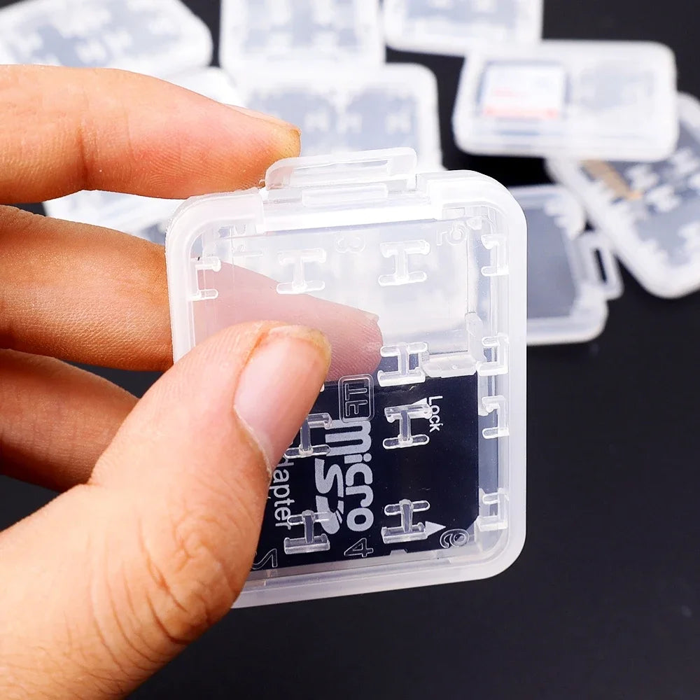 8in1 Reusable Plastic Micro SD SDHC TF Memory Card Storage Case Box Protector Holder Transparent Mini Memory Card Organizer Box