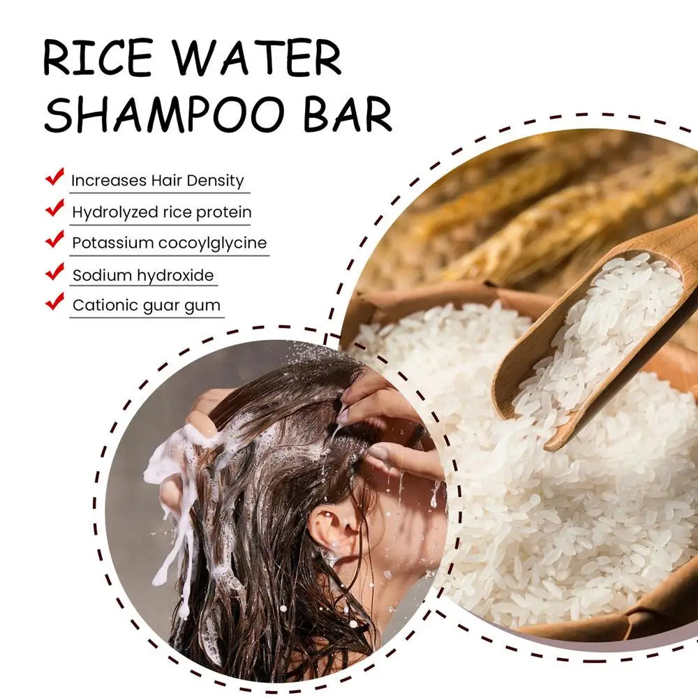 Rice Shampoo Bar Natural Organic Rice Soap for Hair Growth Deep Cleansing Solid Shampoo and Conditioner Bar Oil Control