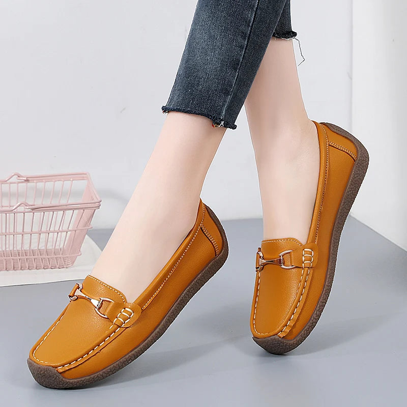 100% cowhide Women's casual sports shoes Fashion Thick base Lightness Women's vulcanized shoes New large size Women's sneakers