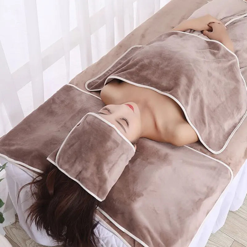 3 Pcs/Set SPA Beauty Salon Towel Thicken Microfiber Towel Set Headband+Chest+Pillow Towel Skin Management Bed Linen Accessories