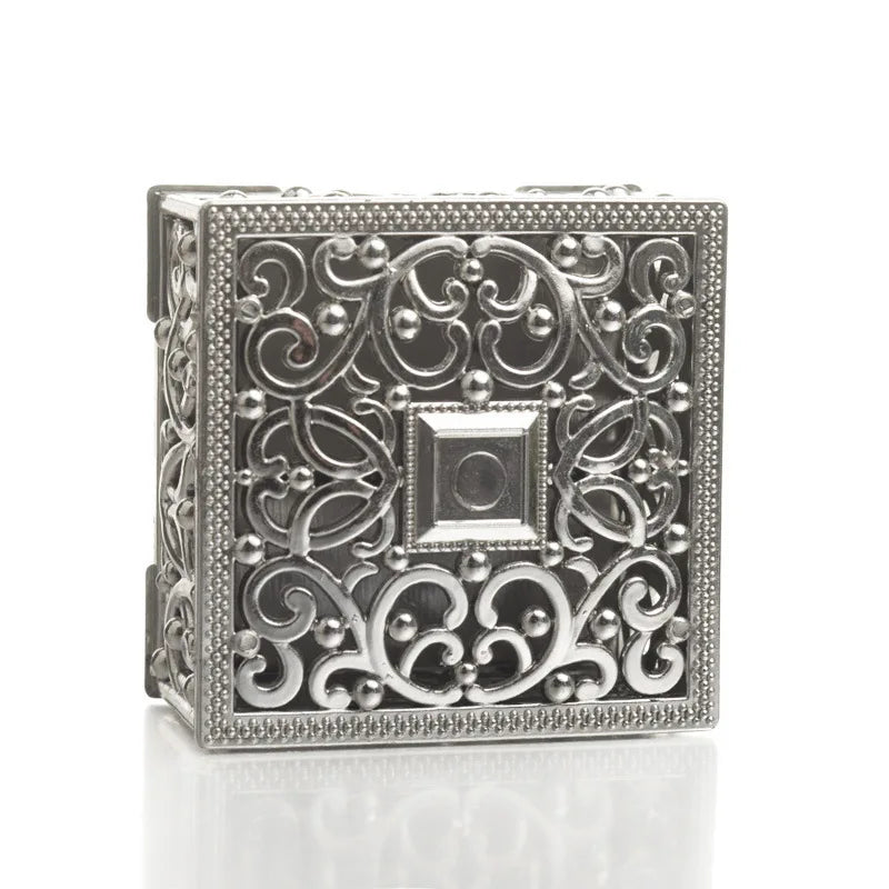 2 PCs Mini Treasure Storage Jewelry Box Silver-color Hollow Flower Pattern Jewelry Case Boxes for Necklace Earring Ring