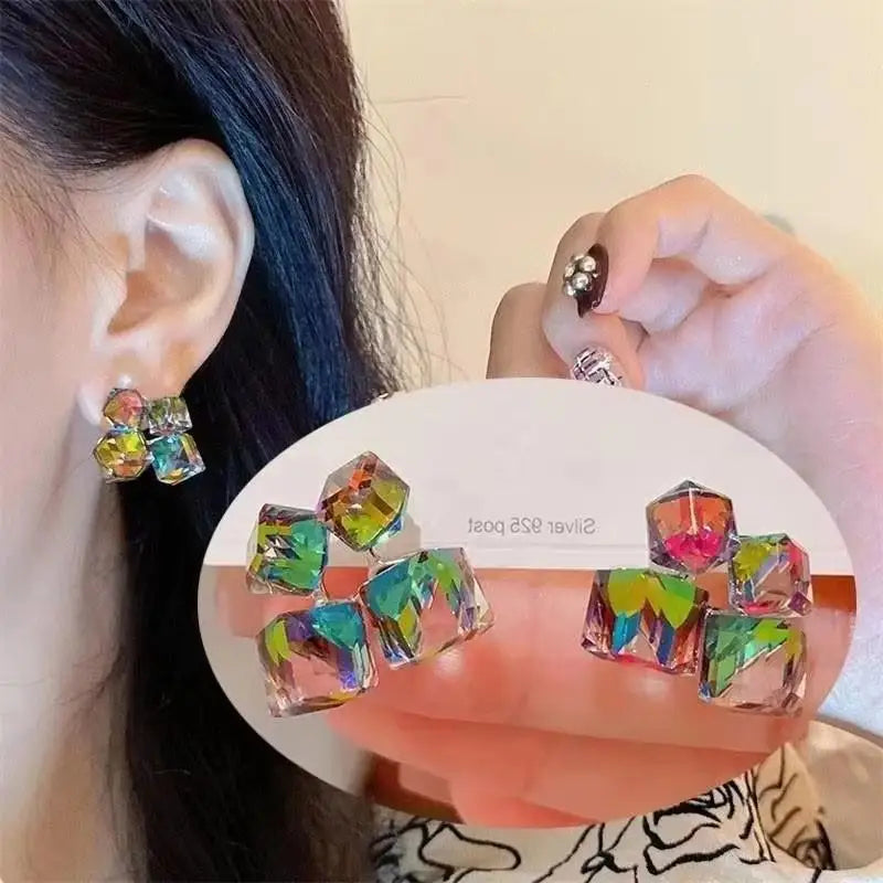 Korean Fashion Zircon Drop Earrings For Women Jewelry 2026 Trending New Luxury Women's Geometric Hoop Earrings Pendientes Gifts